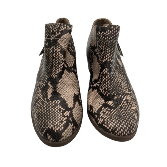 Time And Tru Brown Cream Snakeskin Print Ankle Booties Size 8 1/2 Women's - Picture 3 of 9